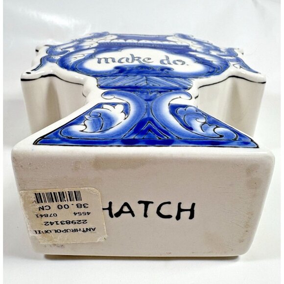 Molly Hatch Anthropologie Make Do Blue White Ceramic Vase Urn - Picture 10 of 11